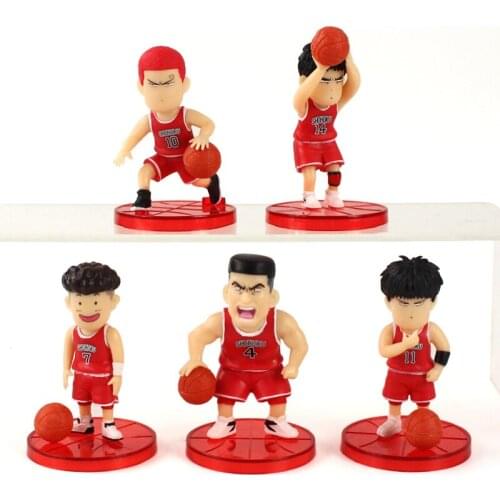 5pcs 7cm Slam Dunk Figures Hanamichi Sakuragi Rukawa Kaede Akagi Takenori Miyagi Ryota Shohoku Basketball Player Model Toys