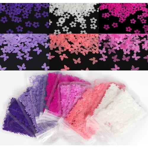 6 Bags Pearl Color Butterfly Sequins Plum Flower Glitter Flakes Resin Shaker Fillers Silicone Mold Fillings Nail Art Decorations