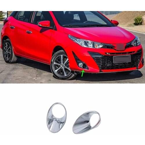 Car Accessories Exterior Decoration ABS Chrome Front Fog Lamp Light Cover Trims For Toyota Vios/Yaris Hatchback 2019 Car-styling