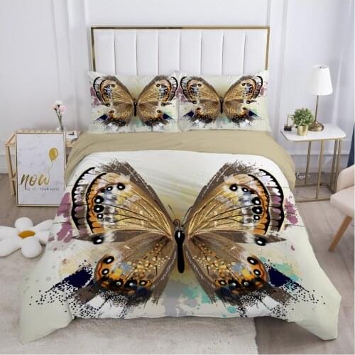 Butterfly bedding set Queen King Full Double Duvet cover set pillow case Bed linens Quilt cover 240x220 200x200 gold