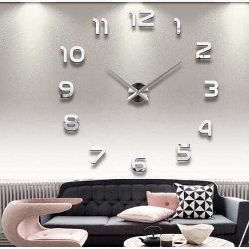 Large Wall Clock Sticker Acrylic Silent Digital Big 3D DIY Wall Clock Modern Design For Living Room Home Decor