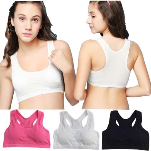 1pc Young Girls Cotton Training Bra Teenage Sport Puberty Girl Underwear Teen Children Fitness Bra 12-18Y Youth Small Breast Bra