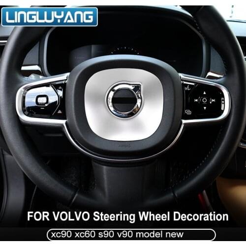 For Volvo S90 XC90 steering wheel decorative frame xc60 v90 special stainless steel interior stickers 2018-2020 car accessories