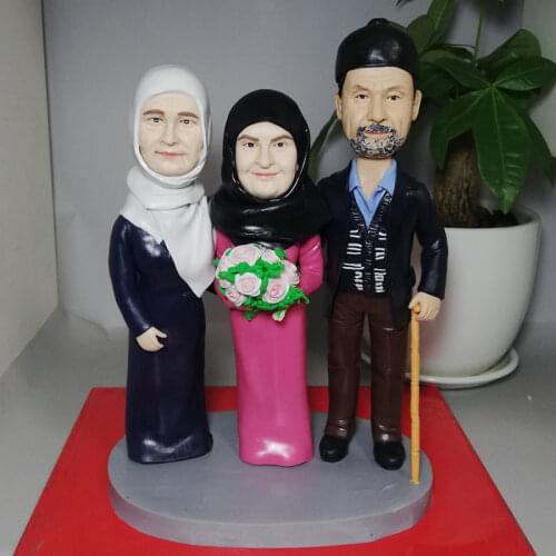 Soccerwe Polymer Clay Hand-made Custom 18cm Real-man Family Dolls 3 Figures Personalized Birthday Friends' Gift