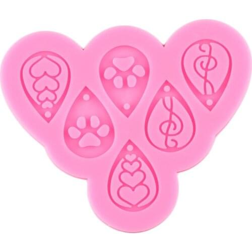 Water Drop Shape Heart Bear Paw Earring Silicone Molds Music Note Keychain Pendant Clay Mould DIY Jewelry Making Necklace Moulds