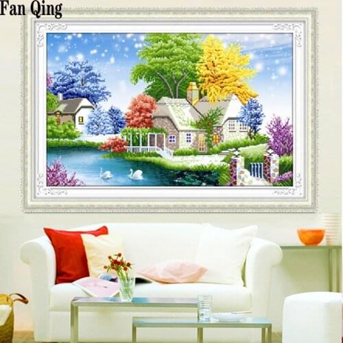 European style Diy diamond painting village house Diamond embroidery full drill rhinestone diamond mosaic crafts Needlework