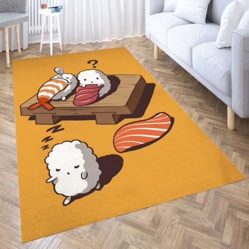 Sleep Walking Sushi Carpet for Living Room 3D Anime Cartoon Rug Gamer Teen Room Bedside Lounge Rug Kids Children Floor Mats