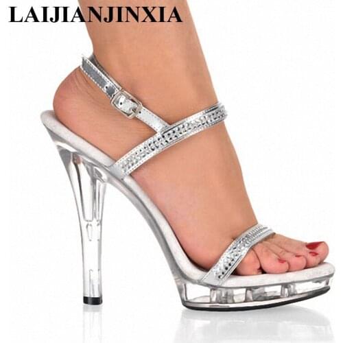LAIJIANJINXIA 5 Inch High Heels Rhinestone Sexy Dance Shoes 13 CM High Heels Sandals Womens Night Club Pole Dancing Shoes N-029