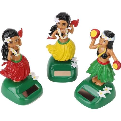LEEPEE Solar Hula Shaking Head Toy Hawaii Girl Car Decoration Auto Interior Car Ornaments Decompression
