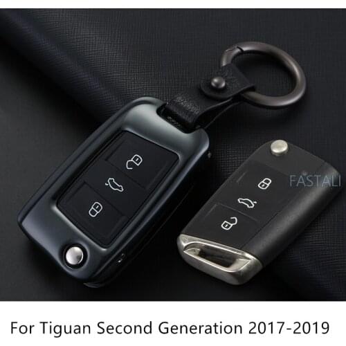 For Tiguan Second Generation 2017-2019 Metal key case Smart remote car Key Shell Key protector auto decoration accessories