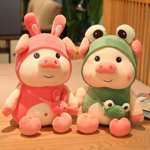 Cute Frog Hat Piggy Plush Toy Soft Stuffed Cartoon Animal Duck/Rabbit Doll Home Decor Christmas Gift For Children Kids Girls
