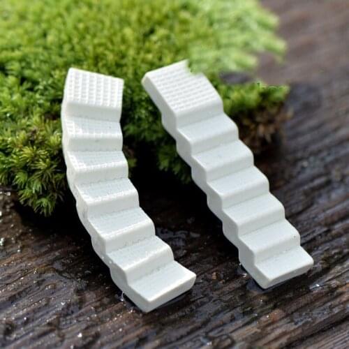 2PCS Mini Stair Step Resin Bridge Stair Step Miniatures DIY Plant Pot Fairy Garden Ornament Figurines Straight Bend Stair