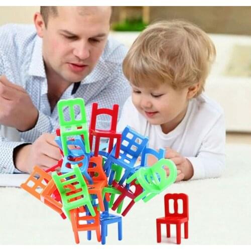 18Pcs Balance Chairs Board Game Children Educational Balance Stacking Chairs Toys Kids Desk Puzzle Balancing Training Toy