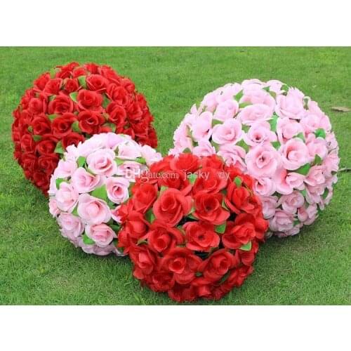 New 50cm Large size Simulation Silk Flowers Artificial Rose Kissing Ball For Wedding Valentines Day Party Decoration Supplies
