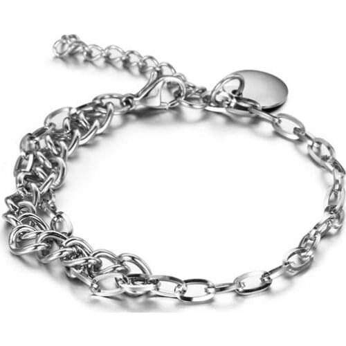 Personiality DIY Custom Engrave Bracelets Fashion Stainless Steel Chain Accessories Jewelry Couple Women Man Gift