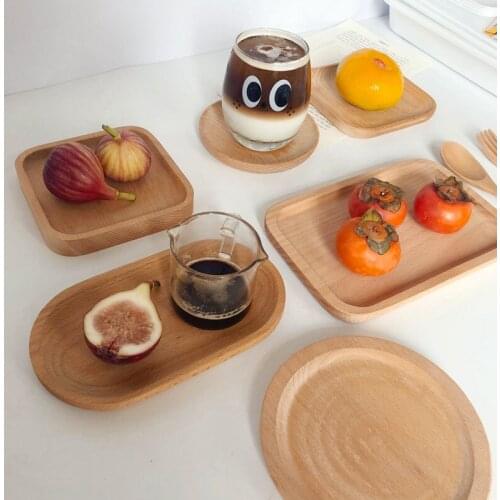 Japanese Style Tray Wood Saucer Snack Dessert Plate Heat Insulation Tableware Pad Fruits Sushi Tray Mini Plant Flower Pot Holder