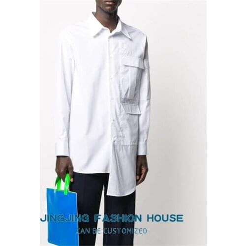 S-6XL!!New style Korean style fashion all - tide men loose asymmetric shirt youth personality shirt slimming shirt