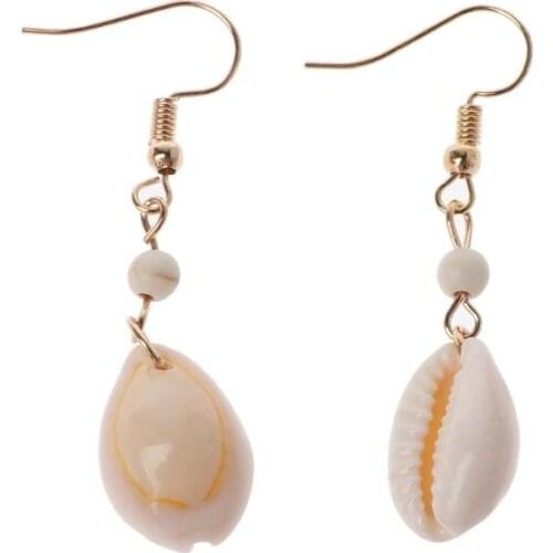 Natural Simple Cowrie Shell Hook Dangle Drop Earrings For Women Fashion Jewelry