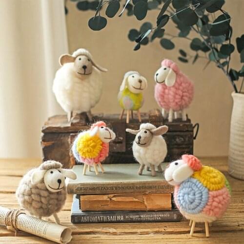 Wool Felt Ins Handmade Lamb Plush Ornaments Living Room Home Decoration Gift Lucky Animal Table-Top Decoration accessories