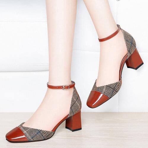 Fashion High Heels women sexy Square heel wedding shoes summer pumps Ladies shoes High Quality designer shoes female