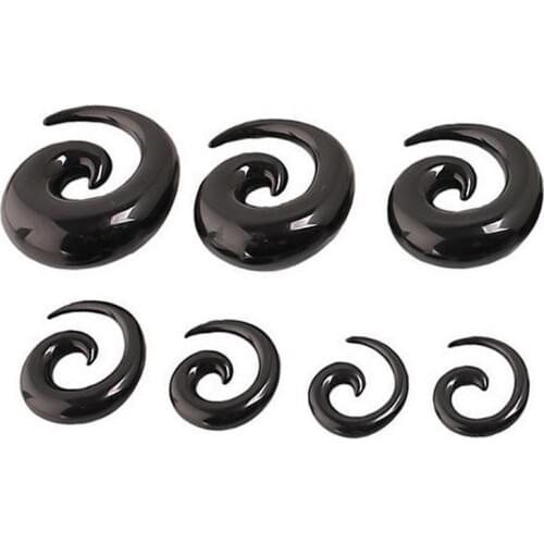 12pcs Black Flesh Tunnel Body Piercing Jewelry Acrylic Spiral Taper Ear Stretcher Plugs Expanders Drop Ship ear plugs 2-20mm
