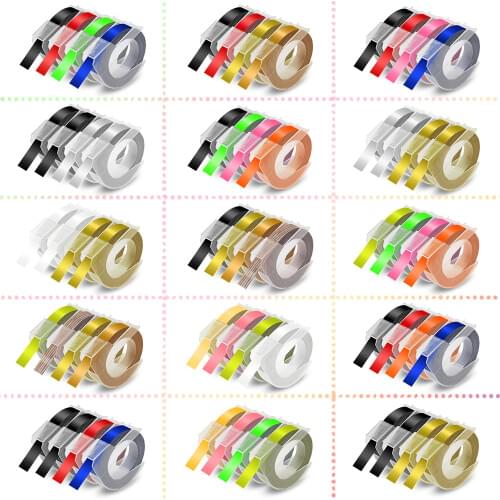 UniPlus 4PK for Dymo Label Printer 3D Embossing Label Tape 9mm Multi Color Compatible Dymo Tape Labeller Motex E-101 12967 1610