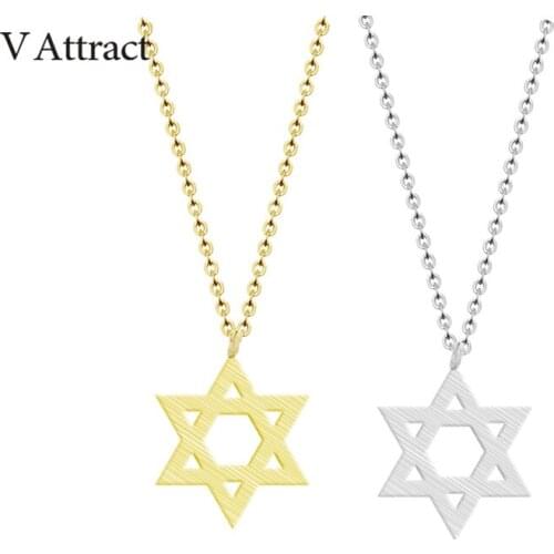 V Attract Stainless Steel Maxi Choker Women Vintage Jewelry Luck David Star Necklace Pendant Best Friend Gift