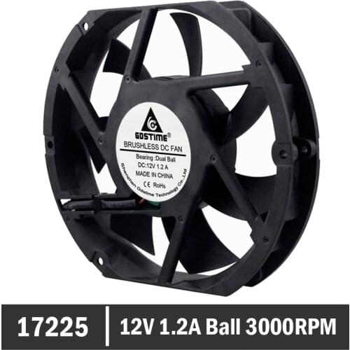 Gdstime 170mm 172mm 172x25mm Axial Cooling Fan DC 12V 1.2A Industry Cooling Fan 6.772in Radation Heatsink Fan