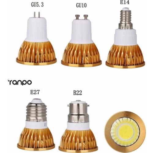 High Power LED Lamp GU10 B22 E27 E14 GU5.3 Spotlight COB LED Bulb 6W 9W 12W Warm/Cold/Nature White AC85-265V Bulbs Chandelier