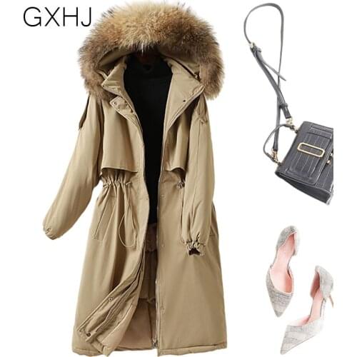 Women loog Thick women parka coat 2021 Large winter lace-up single-row loose zipper hooded cotton coat Hooded Parka Female Warm