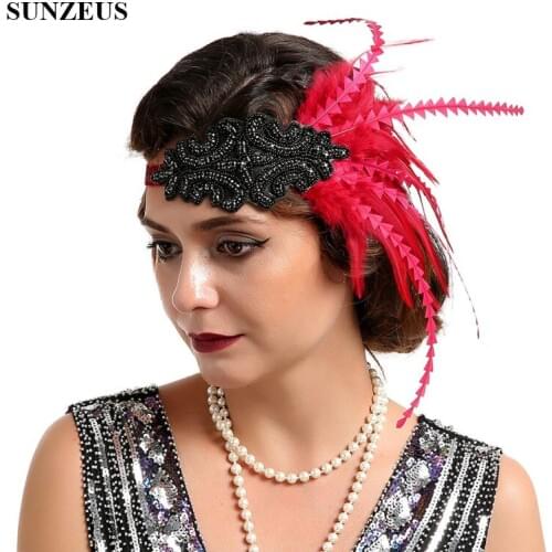 Girls Prom Party Headwear Beaded Fanscinators Feathers Headband Bridal Wedding Hair Accessories wesele dodatki BQ006