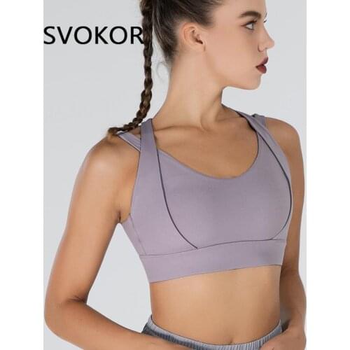 SVOKOR Large Size Gym Bra for Women Push Up Crop Tops Sexy Double Strap Bralette Wireless Athletic Sports Wear Fitness Clothes