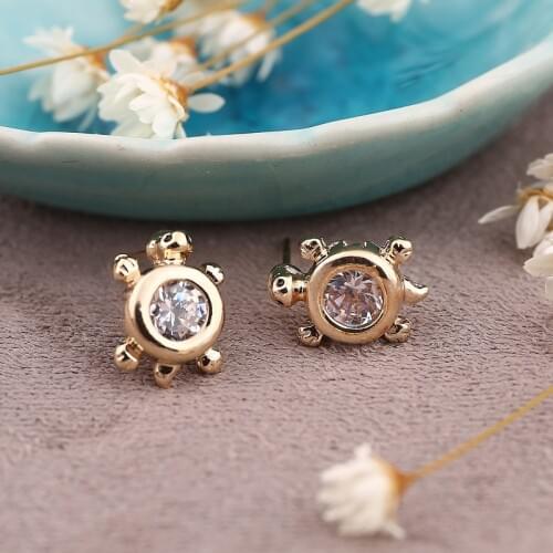 1 Pair!!Fashion Cute Woman Men Little Turtle Stud Earrings Zircon Crystal Puncture Ear Jewelry Drop Shipping