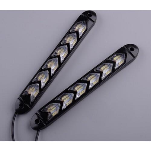 1 Pair Universal 12V 6LED Switchback Flowing Arrow Strip Flasher DRL Turn Signal Lamp Light