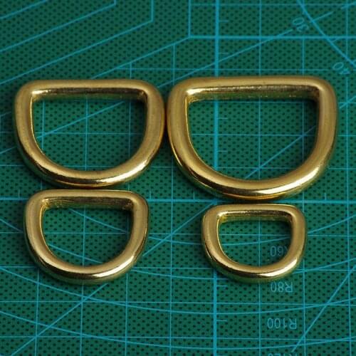 10pcs pack seamless solid brass D RING 1" natural brass buckle for cosmetic purse doggie bag handbag horse rug harness