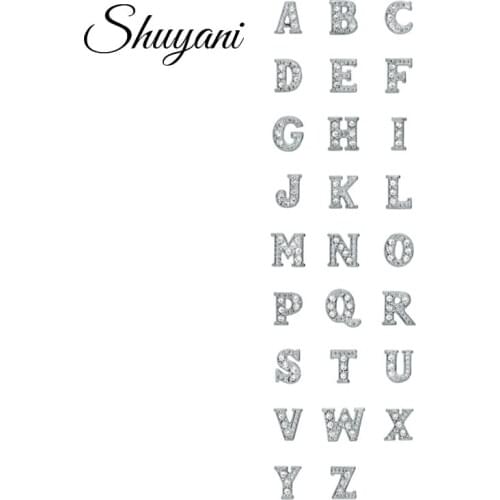 130pcs/lot Free Shipping Crystal Silver Letter Charms Alphabet Letter A-Z Floating Charms For Glass Living Floating Locket