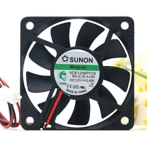 2pieces/Lots Original SUNON KDE1206PFV3 6010 DC 12V 0.6W 6cm 2-wire Magnetic Levitation Slim Mute Cooling Fan