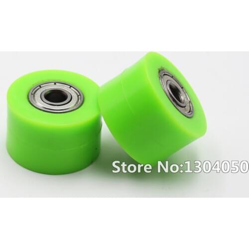 2x 8mm Motorcycle Motocross Dirt Bike Chain Roller Tensioner Pulley Wheel Guide GREEN new