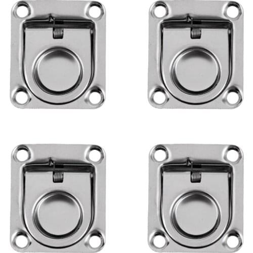 4 Pack Marine Boat Caravan Deck Hatch Flush Ring Pull - Stainless Steel 43 x 36mm
