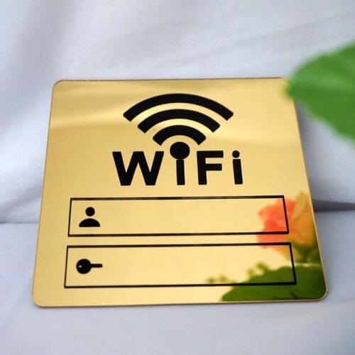 10cm WIFI Sign 3D Acrylic Mirror Wall Stickers Rewritable Account and Password For Public Shope WIFI Signage