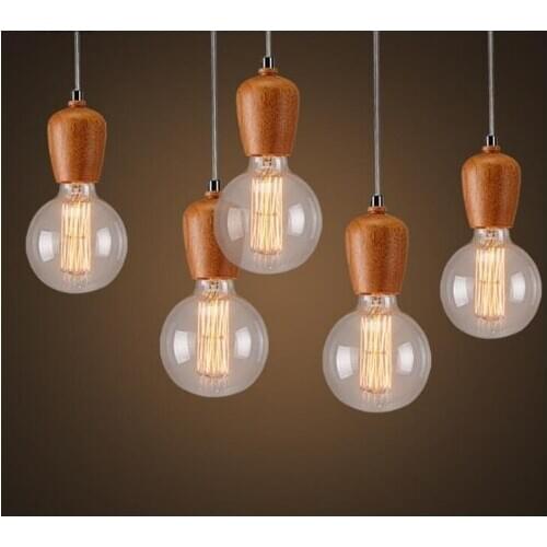 Wood Creative Chandelier Retro fashion American lights for Bar coffee shop Dining Simple Personality Bedroom Small Candelier