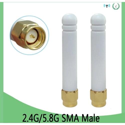 2pcs 2.4g 5.8g Antenna dual band 3dbi SMA Male Connector IOT antena outdoor signal repeater antenne waterproof wireless router