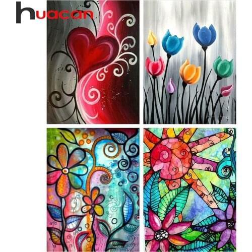 Huacan 5D Diamond Painting Set Abstract Diamond Embroidery Cross Stitch Flower Mosaic Home Decoration