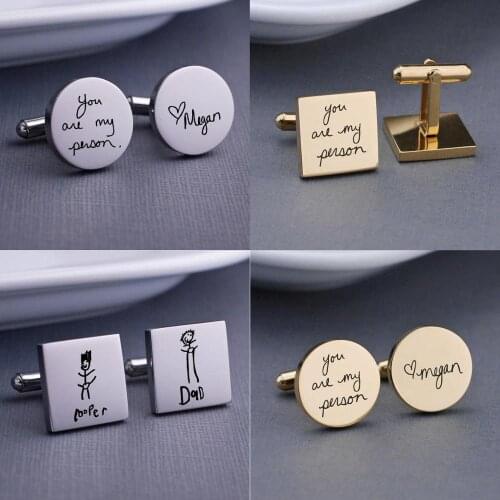 Personalized Cufflinks Engrave Handwriting Cufflinks Wedding Gift for Husband Custom Cufflinks for Him Valentines Day Gift