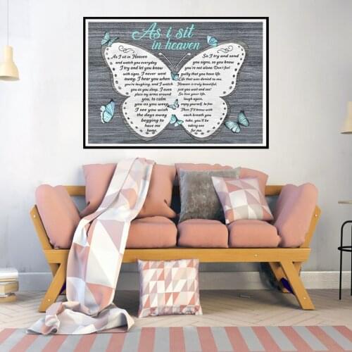 Butterfly As I Sit In Heaven Wall Art Canvas Painting Print Wall Picture For Home Living Room Decor (No Frame)