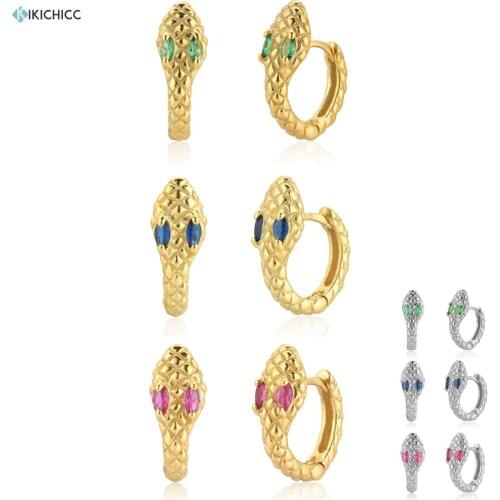 ANDYWEN 925 Sterling Silver 6 Color Snake Hoops Women Fashion 8mm Piercing Circle Rock Punk Luxury Jewelry Clips Pendiente