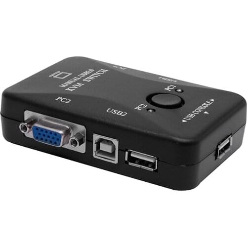 2 Port USB 2.0 KVM VGA Switch Box for 2 PC Printer Mouse Keyboard Monitor Manual