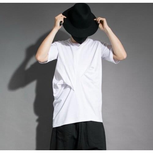 Summer men’s personality nightclub style irregular design Japanese loose trend casual short-sleeved T-shirt