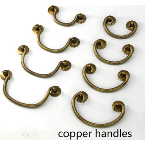 Copper Wardrobe Door Handle For Vintage Drawer Pulls Chinese Medicine Cabinet Kitchen Cupboard Knobs Brass Furniture Handles