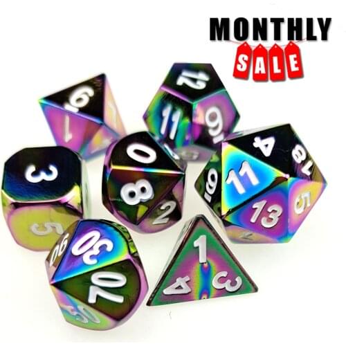 Metal DND Dice Super Heavy Set of 7 D&D Dice for Dungeons and Dragons Games